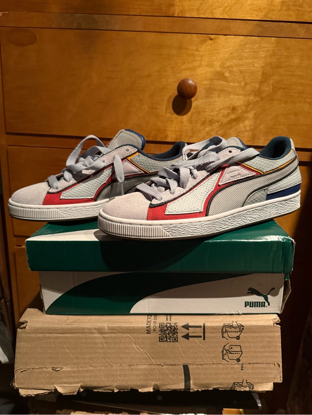 Puma XL Suede Light Gray Red Blue Green Yellow Multicolor Low Cut Shoes